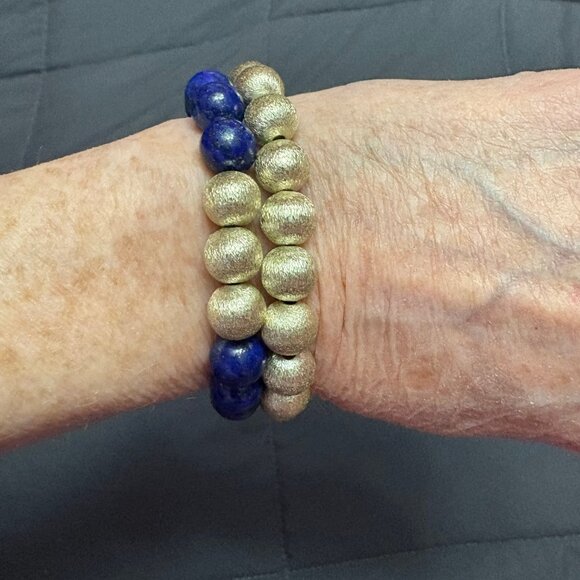 Connie Craig Carroll Jewelry Gracie Lapis & Bead Stretch Bracelet Set - Picture 2 of 7